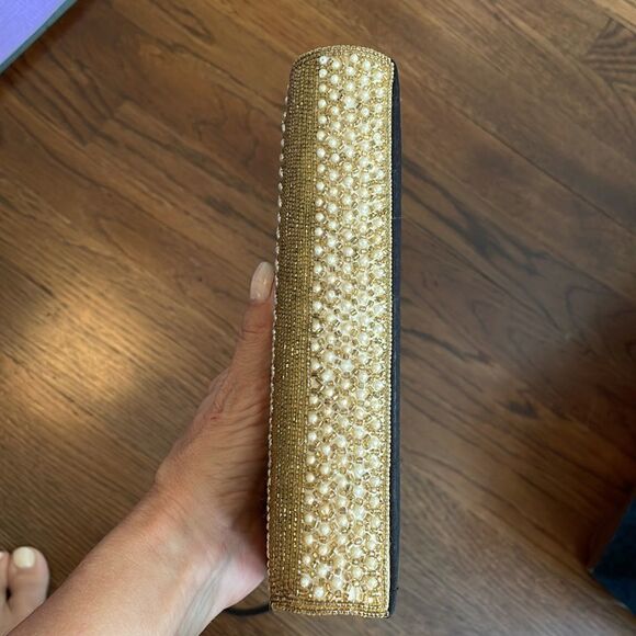 Bechamel gold & pearl beaded crossbody evening bag - Picture 4 of 6